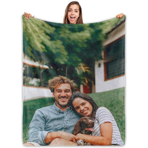 ROHBVMN Personalisierte Decke mit Foto- und Textdruck,Decke personalisiert babydecke, kuscheldecke personalisiert für Freundin, Freund,Ehemann, HD-Druck Foto-Decke fotodecke selbst gestalten von ROHBVMN