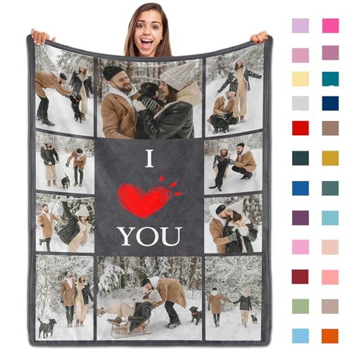 ROHBVMN Personalisierte Decke mit Foto- und Textdruck,Decke personalisiert babydecke, kuscheldecke personalisiert für Freundin, Freund,Ehemann, HD-Druck Foto-Decke fotodecke selbst gestalten von ROHBVMN