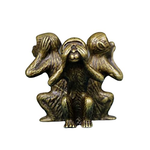 Drei Affen Kupfer Skulptur Tier Messing Miniatur Figuren Büro Schreibtisch Ornament Home Decoraion Accessories Lucky Tea Pets von ROHSE