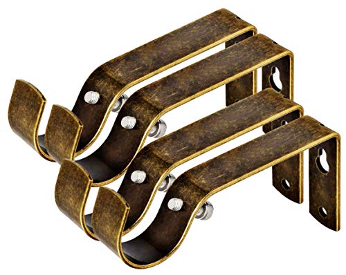 Gardinenstangenhalter Fix 4er Set für 1 oder 1 1/8" Stangen - Messing antik von ROJAX