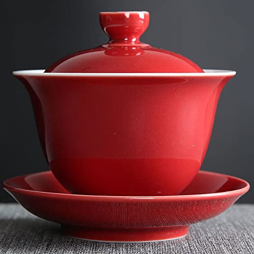 ROJDFCNBW Chinesischer Kung Fu Tee Zeremonie Porzellan Teeka Black Chinese Jingdezhen Ceramic Gaiwan Tea Set 165ml von ROJDFCNBW