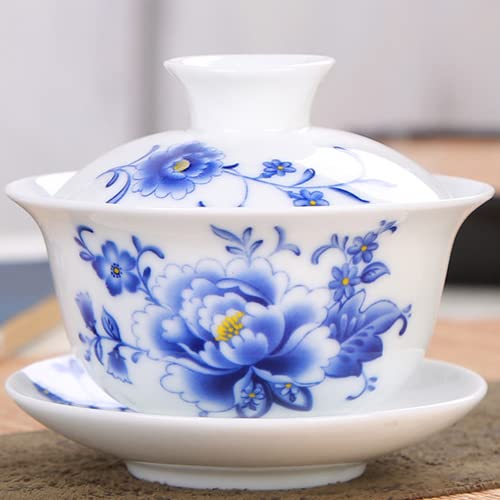 ROJDFCNBW Chinesischer Kung Fu Tee Zeremonie Porzellan Teeka Ceramic Gaiwan Tea Set 150ml Peony Flower Pattern Kung Fu Tea Bowl with Saucer 9.3x8cm ROJDFCNBW Chinesischer Kung Fu Tee Zeremonie Porzellan Teeka Ceramic Gaiwan Tea Set 150ml Peony Flower Pattern Kung Fu Tea Bowl with Saucer 9.3x8cm von ROJDFCNBW