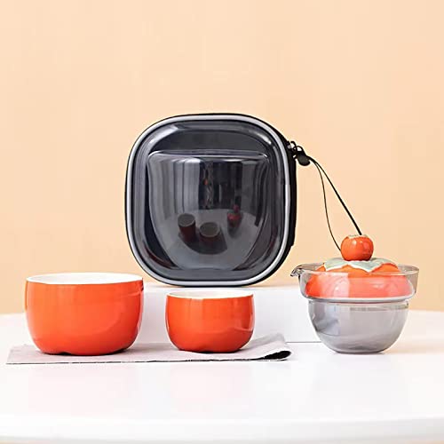ROJDFCNBW Chinesischer Kung Fu Tee Zeremonie Porzellan Teeka Chinese Kung Fu Gaiwan Travel Tea Set Persimmon Styling Pack of 4 with Teapot 2 Cups Bag ROJDFCNBW Chinesischer Kung Fu Tee Zeremonie Porzellan Teeka Chinese Kung Fu Gaiwan Travel Tea Set Persimmon Styling Pack of 4 with Teapot 2 Cups Bag von ROJDFCNBW