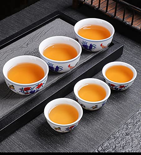 ROJDFCNBW Chinesischer Kung Fu Tee Zeremonie Porzellan Teeka Chinese Tea Cup Set Pack of 6 Chenghua Doucai Chicken Cup Replica Multiple Sizes(Medium 2 oz/60ml) von ROJDFCNBW