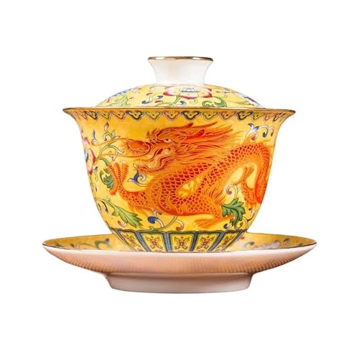 ROJDFCNBW Chinesischer Kung Fu Tee Zeremonie Porzellan Teeka Chinese White Porcelain Gaiwan Traditional Kung Fu Tea Ceremony Bowl Set 150ml 5 Ounces 3.74x3.66 Inches von ROJDFCNBW