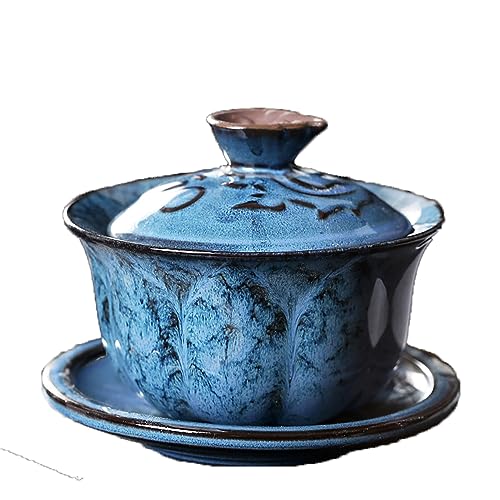 ROJDFCNBW Chinesischer Kung Fu Tee Zeremonie Porzellan Teeka Enjoy A Ceramic Gaiwan Tea Cup Set In Multicolor Sancai for Chinese Kung Fu Tea, 170ml(Blue) von ROJDFCNBW