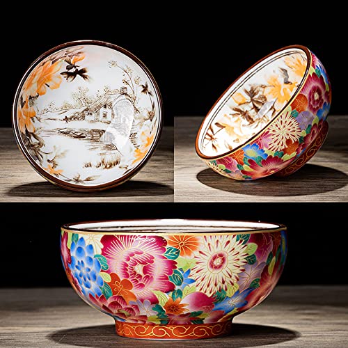 ROJDFCNBW Chinesischer Kung Fu Tee Zeremonie Porzellan Teeka JianZhan Chinese Porcelain Ceramic Tea Cups Pack of 8 Multicolor Enamel Pattern(Yellow) von ROJDFCNBW