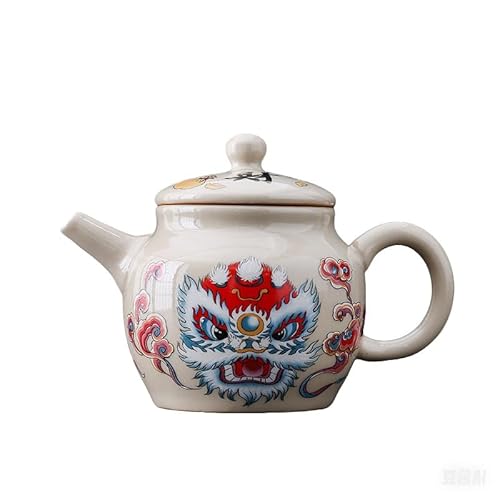 ROJDFCNBW Chinesischer Kung Fu Tee Zeremonie Porzellan Teeka Lion Dance Chinese Kungfu Tea Ceremony Set with Gaiwan Teapot and Teacups(Lion Dance Teapot B) von ROJDFCNBW