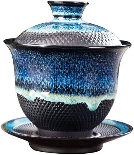 ROJDFCNBW Chinesischer Kung Fu Tee Zeremonie Porzellan Teeka Porcelain Sancai Gaiwan Teacup Set with Lid and Saucer 180ml Multicolor(A) von ROJDFCNBW