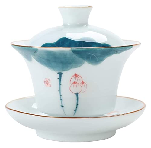 ROJDFCNBW Chinesischer Kung Fu Tee Zeremonie Porzellan Teeka Sancai Ceramic Gaiwan Tea Cup Set 175ml 10x10.8cm ROJDFCNBW Chinesischer Kung Fu Tee Zeremonie Porzellan Teeka Sancai Ceramic Gaiwan Tea Cup Set 175ml 10x10.8cm von ROJDFCNBW