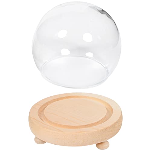 ROJDFCNBW Glasvitrine mit Glockengehäuse und Sockel, 1 Set kugelförmig mit Basis Glas Cloche Valentine Ornament Dome Glas Display Dome Lichtabdeckung von ROJDFCNBW