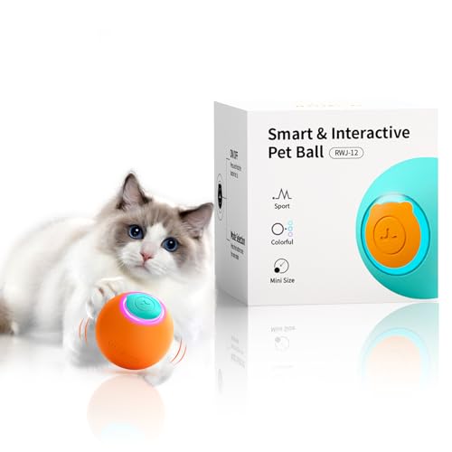 ROJECO Katzenspielzeug Elektrisch Katzenball mit LED Licht, 360° Intelligentes Rollen Rotieren Prellen 3 Modi Selbst Aktivierend Interaktives Katzenspielzeug USB Wiederaufladbarer Ball ROJECO Katzenspielzeug Elektrisch Katzenball mit LED Licht, 360° Intelligentes Rollen Rotieren Prellen 3 Modi Selbst Aktivierend Interaktives Katzenspielzeug USB Wiederaufladbarer Ball von ROJECO