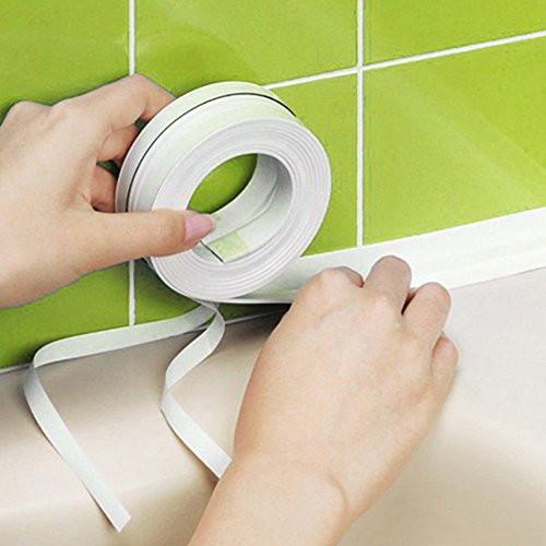 Dichtungsband, wasserdicht, PVC, wasserdicht, selbstklebend, für Badewanne und Wand, 3,2 m x 3,8 cm, Weiß von ROKF