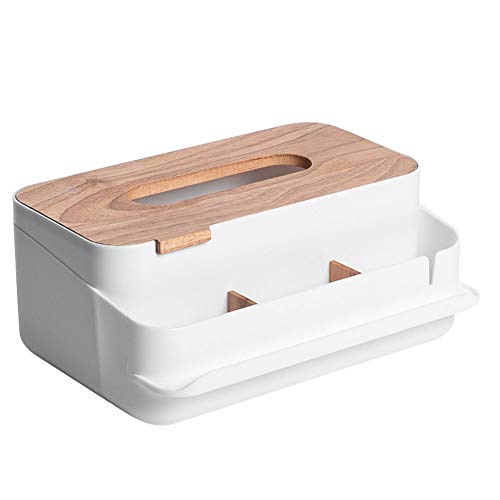 ROKF Kosmetiktücherbox, Taschentücher Box,Tissue-Box Holz, Desktop Storage Boxen Fernbedienungshalter, Multifunktions-Feder-Bleistift-Fernbedienung Gewebe-Kasten-Abdeckungs-Halter von ROKF