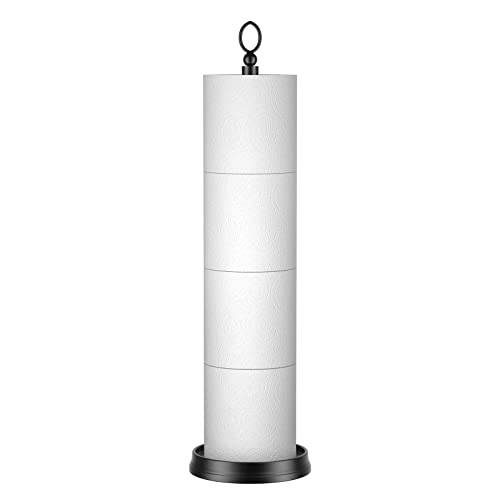 ROLABAM Schwerer Toilettenpapierhalter (mit Reserve-Funktion), freistehender Toilettenpapier-Aufbewahrung, Ersatz-Toilettenpapierhalter, Gesamthöhe 57.1 cm, Mattschwarz von ROLABAM