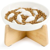 Anti-Völlerei-Katzennapf aus Keramik mit Bambusstütze, erhöhter Anti-Völlerei-Katzennapf, Anti-Erbrechen-Katzennapf, langsam fressende Kätzchennapf Anti-Völlerei-Katzennapf aus Keramik mit Bambusstütze, erhöhter Anti-Völlerei-Katzennapf, Anti-Erbrechen-Katzennapf, langsam fressende Kätzchennapf von ROLEADER