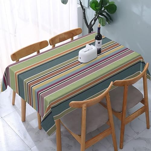 Tischdecke GrüNe Streifen Abwaschbare Tischdecken Pflegeleicht Antifouling Rechteckige Tischdecken für Home Küche Schulanfang Deko Picknick Stehtisch Weihnachten Tischdecken (152x259 cm) von ROLETI