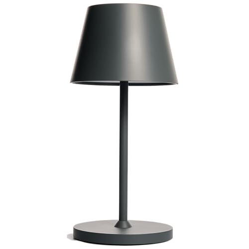 ROLF KERN LED Tischlampe | CLUB 25cm | Aufladbarer Akku Tischleuchte ohne Kabel, dimmbar per Touch, IP54 für Innen und Außen geeignet 2700K Licht warmweiß mit USB Ladekabel, basaltgrau von ROLF KERN