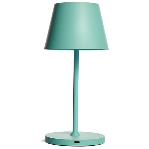ROLF KERN LED Tischlampe | CLUB 25cm | Aufladbarer Akku Tischleuchte ohne Kabel, dimmbar per Touch, IP54 für Innen und Außen geeignet 2700K warmes Licht mit USB Ladekabel türkis von ROLF KERN