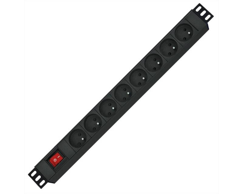 ROLINE 19"-Steckdosenleiste 8fach, mit Ein-/Aus-Schalter Steckdosenleiste (Kabellänge 2 m), UTE-Version von ROLINE
