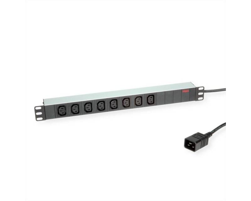 ROLINE 19"-Steckdosenleiste 8fach C13 + C20-Stecker Steckdosenleiste (Kabellänge 2 m) von ROLINE