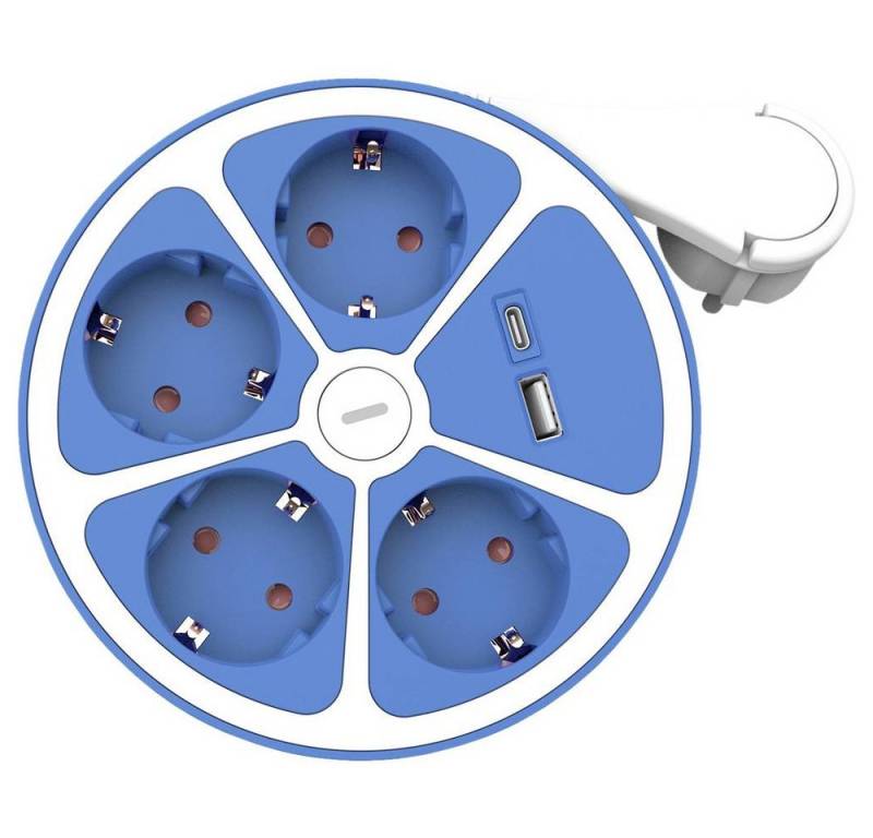 ROLINE 4-fach Steckdosenleiste mit Schalter, rund, Steckdosenleiste von ROLINE