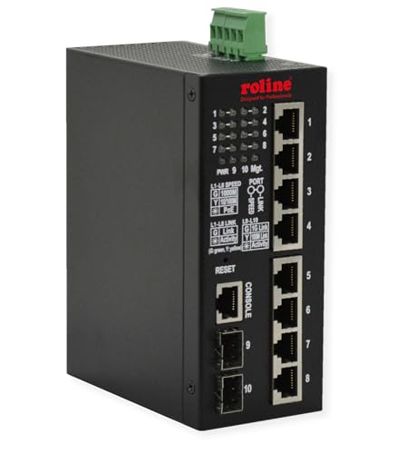 ROLINE Industrial Gigabit Switch, 10 Ports, PoE+, Smart Managed, 240W von ROLINE