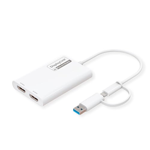 ROLINE Multi-DisplayLink Adapter USB Typ A+C - 2X HDMI, Multi-Stream 4K von ROLINE