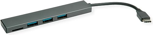 ROLINE USB 3.2 Gen 1 Hub, 3fach, Typ C Anschlusskabel, mit CardReader, grau ROLINE USB 3.2 Gen 1 Hub, 3fach, Typ C Anschlusskabel, mit CardReader, grau von ROLINE
