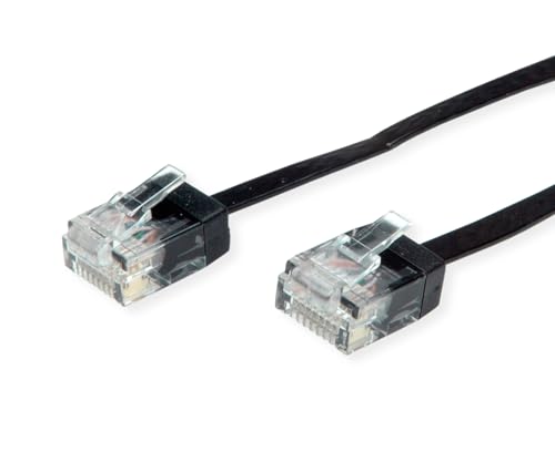 ROLINE UTP Patchkabel Kat.6A (Class EA), extra-flach, schwarz, 1 m von ROLINE