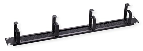 ROLINE 19"-Frontplatte, 4 Ösen Typ G, Kabeldurchführung (Bürste), RAL 9005 Tiefschwarz von ROLINE