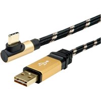 Roline - USB-Kabel usb 2.0 usb-a Stecker, usb-c® Stecker 0.80 m Schwarz, Gold Geschirmt 11.02.9060 von ROLINE