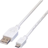 Value USB-Kabel usb 2.0 usb-a Stecker, USB-Micro-B Stecker 3.00 m Weiß Geschirmt 11.99.8755 von ROLINE