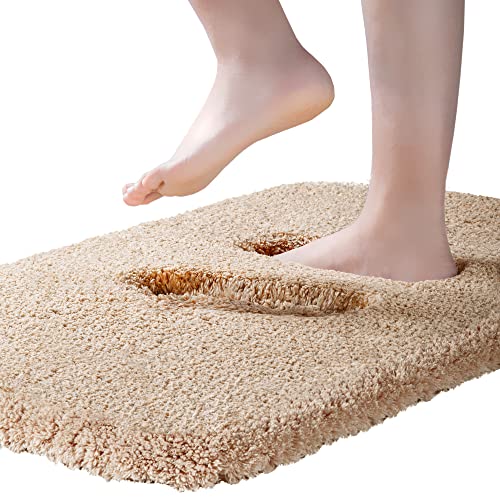 ROLIZOE Extrem Dicker Badematte rutschfest Badteppich Hochsaugfähige Badezimmerteppich Superweicher Badeteppich Mikrofaser Badvorleger Maschinenwaschbar 50 x 80cm,Beige von ROLIZOE