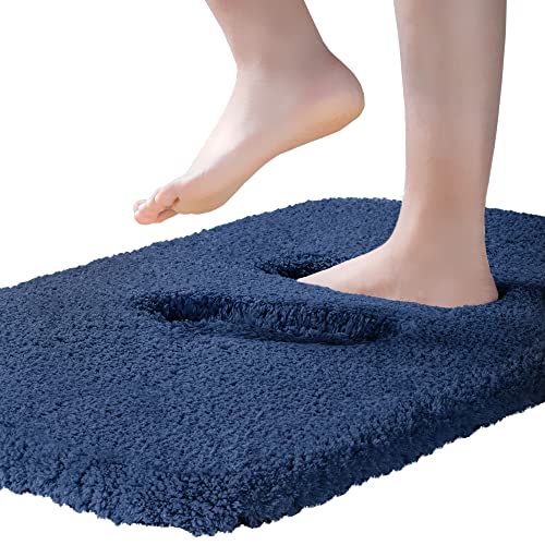 ROLIZOE Extrem Dicker Badematte rutschfest Badteppich Hochsaugfähige Badezimmerteppich Superweicher Badeteppich Mikrofaser Badvorleger Maschinenwaschbar 60 x 90cm,Marineblau von ROLIZOE