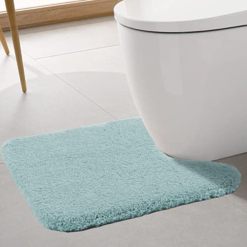 ROLIZOE WC Vorleger mit Ausschnitt Extrem Dicker WC Teppich rutschfest Klovorleger Hochsaugfähige Stand WC-Vorleger Super Weich Toilette Badteppich Mikrofaser 50 x 60cm, Eiblau von ROLIZOE