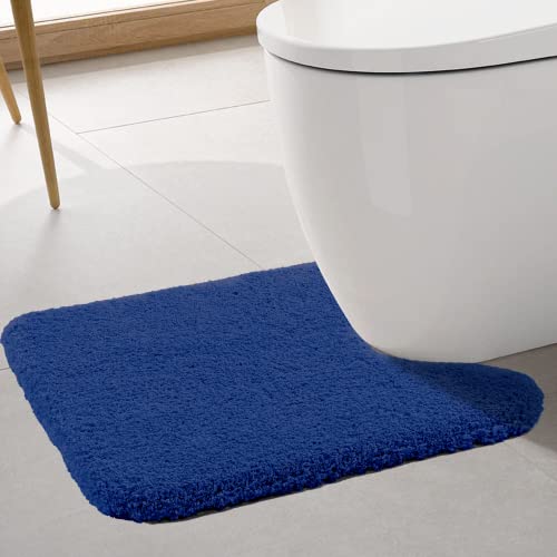 ROLIZOE WC Vorleger mit Ausschnitt Extrem Dicker WC Teppich rutschfest Klovorleger Hochsaugfähige Stand WC-Vorleger Super Weich Toilette Badteppich Mikrofaser 50 x 60cm, Marineblau von ROLIZOE