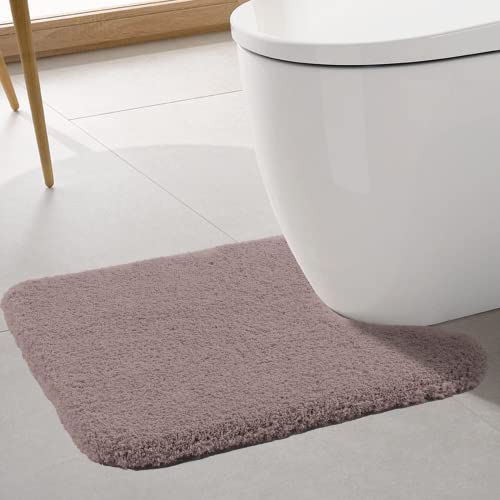 ROLIZOE WC Vorleger mit Ausschnitt Extrem Dicker WC Teppich rutschfest Klovorleger Hochsaugfähige Stand WC-Vorleger Super Weich Toilette Badteppich Mikrofaser 50 x 60cm, Taupe von ROLIZOE