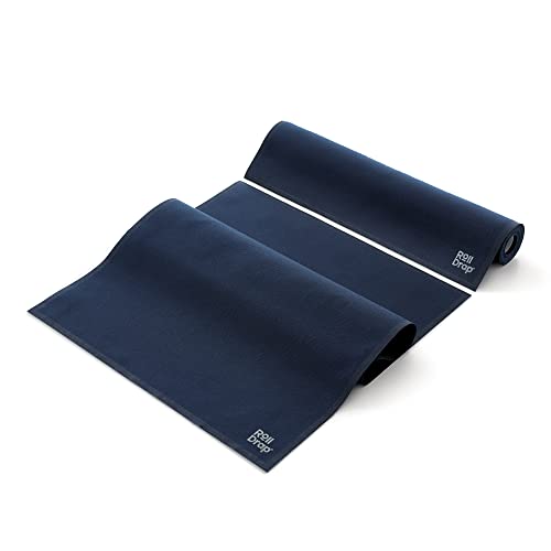 ROLL DRAP Rolle mit 10 Mehrzwecktüchern | 100 % Baumwolle | wiederverwendbar | 40 x 64 cm | Ölblau | Rollenformat in vorgeschnittenen Einheiten von ROLL DRAP