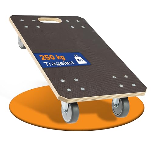 Rollbrett24® Light – Transportroller 60x40 cm – 250 kg Traglast – Möbelroller mit 360° Rollen & Rutschfester 15 mm Siebdruckplatte – Kompaktes Rollbrett für Alltag von ROLLBRETT24