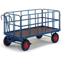 Handpritschenwagen mit Rohrgitterwänden 930x630x410mm Vollgummi - Rollcart von ROLLCART