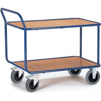 Rollcart Schwerer Tischwagen mit Rohrrahmen und 2 Ladeflächen im Buchedekor 800x500mm von ROLLCART