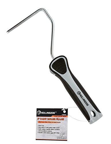 ROLLINGDOG Farbrollerrahmen mit einzelner Stange, Verwendung mit 10,2 cm Mini-Farbrollerabdeckungen, ideal zum Einschneiden und Detailmalen, 10,2 cm von ROLLINGDOG