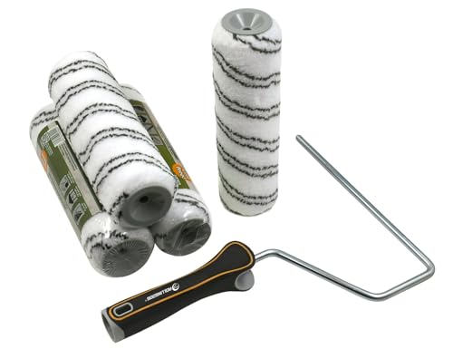ROLLINGDOG 22,9 cm Farbroller Set mit 4 Stück 12 mm Schlafrollenabdeckungen für halbglatte bis halbraue Wände und Decken von ROLLINGDOG