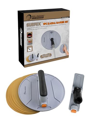 ROLLINGDOG Rundschleifer, Rundschleifer, radialer Schleifblock mit 6 Oxidnetz-Schleifpapier für Holz, Metallreinigung und Polieren (22,9 cm) von ROLLINGDOG