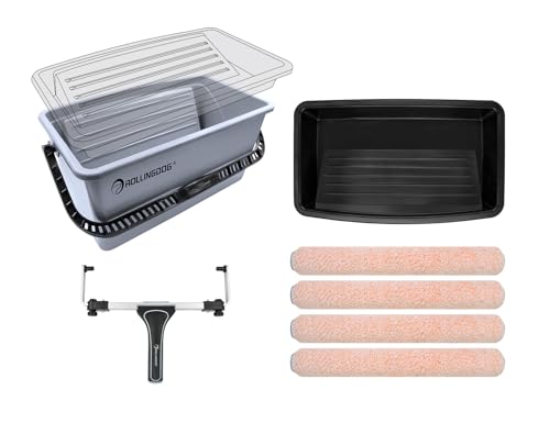 ROLLINGDOG 45,7 cm Große Farbroller Set mit Mikrofaser Farbrollenhüllen, Farbrollenrahmen, Farbwanne und Tablett für die schnelle Lackierung großer Flächen von ROLLINGDOG