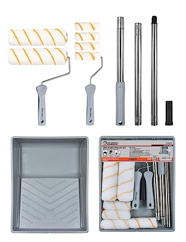 ROLLINGDOG Farbroller Set – 22,9 cm Farbrollen und Tabletts, Rollen Sets zum Malen, Farbroller Set mit Verlängerungsstange, 10 Stück von ROLLINGDOG