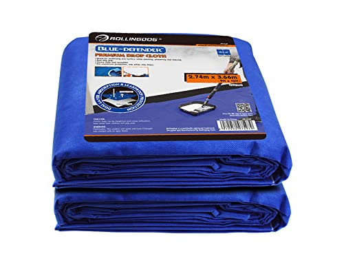 ROLLINGDOG Farbtropfen-Tuch – strapazierfähiges und wiederverwendbares Farbtropfen-Tuch für Malerei, Möbel und Bodenschutz (Größe 2,9 x 3,6 m, 2 Stück) von ROLLINGDOG