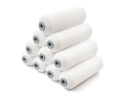 ROLLINGDOG Mini Schaumstoff Farbrollerbezug - 10 Stück 100 mm mit Hochglanzbeschichtungen auf glatten Oberflächen von ROLLINGDOG