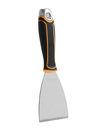 ROLLINGDOG Steifer Meißelschaber mit starrem 420 Edelstahl und ergonomischem Gummigriff, Fensterperlen, Glasentfernungswerkzeug, Tapetenabstreifer von ROLLINGDOG